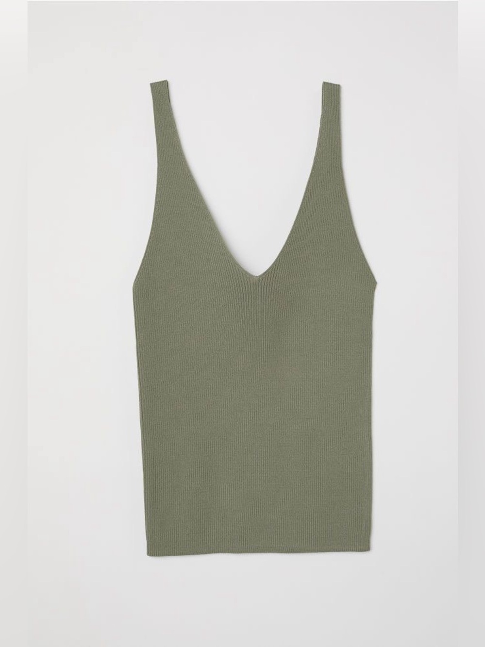 H&M Green Ribbed Knit Top